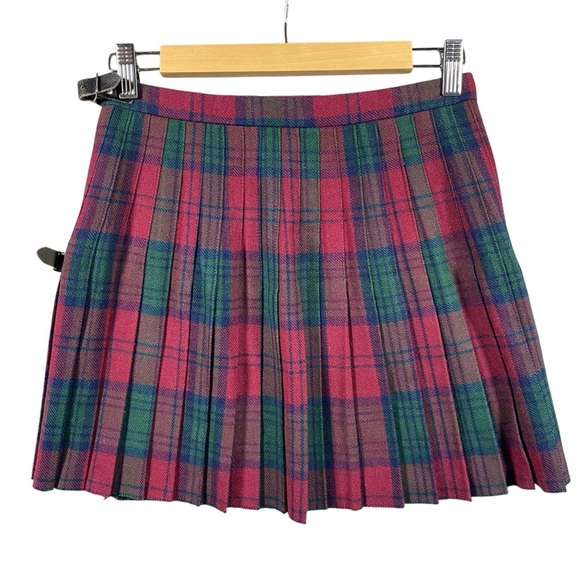 Vintage Moffat Weavers Scotland Plaid Tartan Kilt Skirt UK 14 Wrap Buckle Wool - Picture 4 of 13
